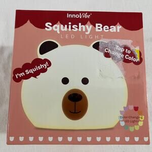 InnoVibe Soft Squishy Bear LED Color-Changing Silicone Night Light/Lamp